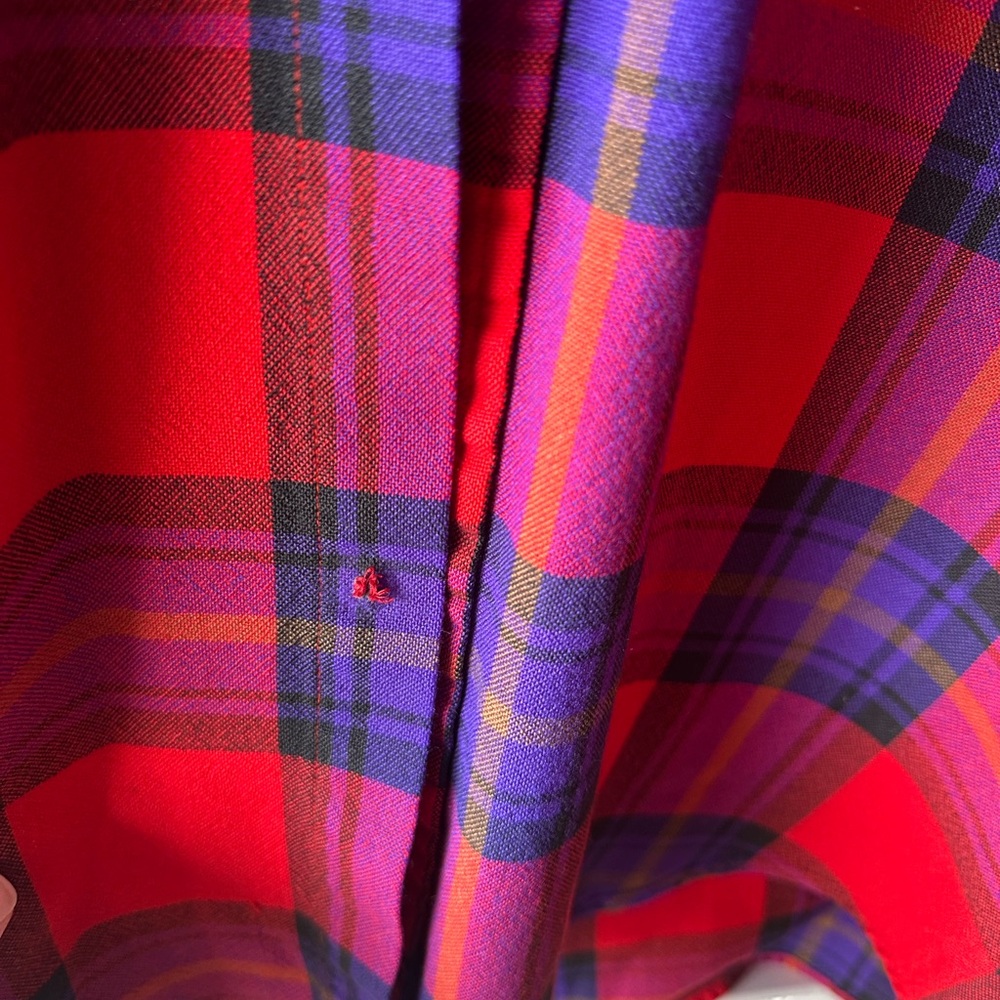 Vibrant Red and Purple Plaid Men's Casual Shirt - Picture 2 of 6